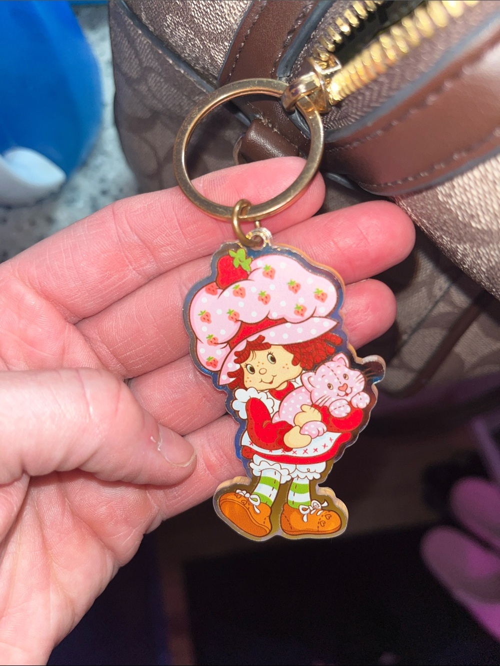 Strawberry Character Pink Kids Keychain Bag Charm